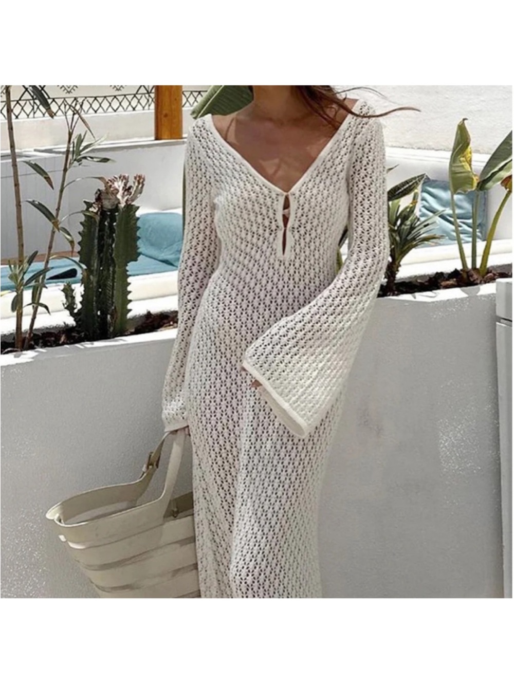 Commense white 
Crochet Maxi Dress